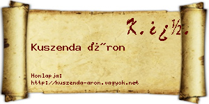 Kuszenda Áron névjegykártya